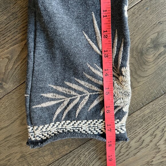 Johnny Was Othilia Embroidered Crane Kimono Cardigan Gray Cream Size S - Picture 7 of 8